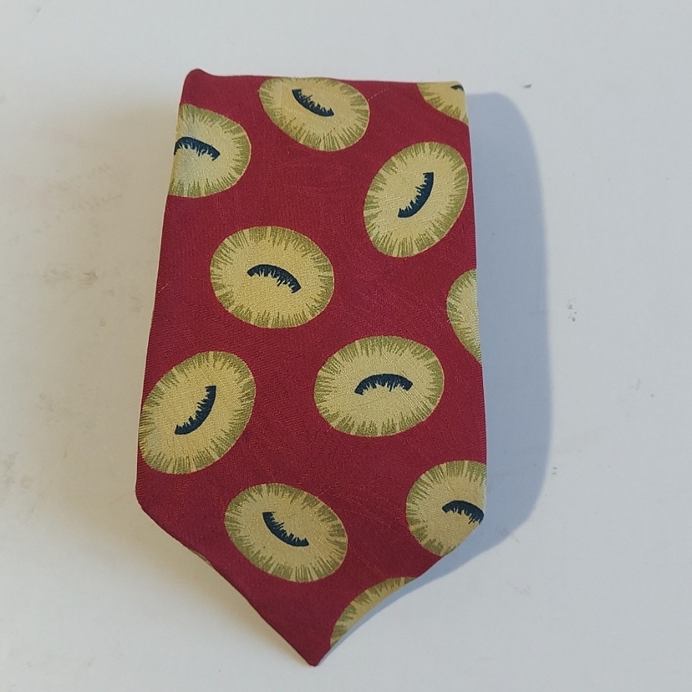 Boss Hugo Boss Mens Beautiful Red With Green, Yellow,Black Print Tie